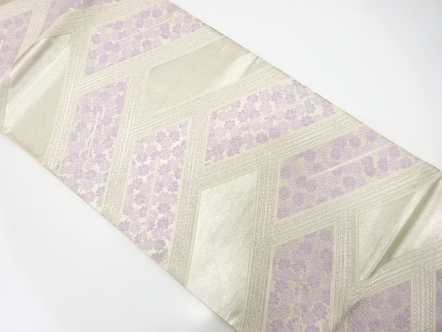 JAPANESE KIMONO / ANTIQUE FUKURO OBI / SILK / WOVEN ABSTRACT HIGAKI PATTERN & FLOWERS